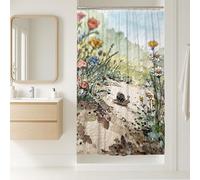 Snail Stall Shower Curtain, Nature Fanciful Flowers Mushrooms Spring Green Washable with Hooks Design Print Bath Curtains for Home Bathroom Toile Hotel Decor 36x72 Inch