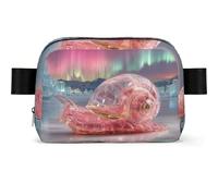 Snail Under The Aurora Square-Shaped Waist Bag with Durable Polyester and Adjustable Strap for Unisex Use