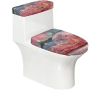 Snail Under The Aurora Toilet Lid Cover Set Elasticity Soft Durable Polyester Material for Bathroom Home Decor