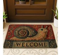 Snail Welcome Doormat, Beige Garden Snail Door Mat for Indoor & Outdoor Entrances Rustic Decor, Non-Slip Waterproof Absorbent Entry Mats, Easy to Clean 29x17 Inch