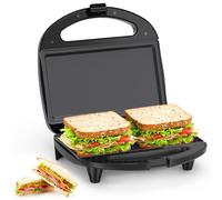 Snailar 2 Slice Sandwich Toaster with Flat Plates, Non-Stick, PFOA Free, Cool Touch Handle, 750W, Black