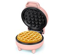SNAILAR Mini Waffle Maker, 550W Waffle Iron, Ready Indicator Light, Non Stick Coating, Cool Touch Handle, Compact Size, Pink