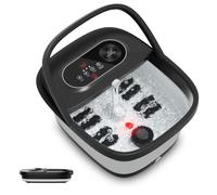 Snailax Collapsible Foot Bath with Heated Massage, Oxygen Bubble Jets, and Built-in Temperature Control, Featuring 8 Shiatsu Rollers, Pumice Exfoliation, Smart Timer, and Easy Drain System