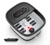 Snailax Foot Spa Massager with Adjustable Heat, Infrared, Bubble, Foldable Foot Bath with 8 Soothing Shiatsu Massage Rollers, Grin