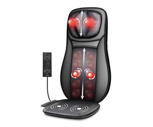 Snailax Shiatsu Neck & Back Massager with Heat, Full Back Kneading Shiatsu or Rolling Massage, Massage Chair pad with Height Adjustment, Back Massager for Neck and Shoulder, Gifts for Women,Men