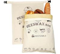 SnailBread Reusable Cotton & Beeswax-inner Bread Bags: 2 PCS White Fold Top Bags, 13" x 17", Freezer Safe, Perfect for Artisan Loaves & Sourdough, Keeps Bread Fresh Longer