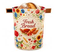 SnailBread XL Reusable Beeswax Bread Bag with Round Base for Sourdough Boules, Barrel-Shaped Waxed Cotton Bread Keeper, Hook-and-Loop Closure, 14.2 x 12.6 in, 1 Pack