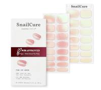 SnailCure Semi Cured Gel Nail Strips, Real Gel Polish Wraps, Long-Lasting Shine, Stick On Nails Kit, Vegan, PETA-Approved, Chip-Resistant, UV/LED Lamp Needed, 30 Pcs, 14+ Days Wear, Pink Ice Green