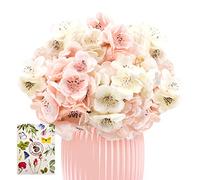 SnailGarden Artificial Hydrangea Flower,2 Bunches 24 Realistic Single Fake Flower,Silk Bouquet for Bridal Wedding Home Party Festival Floral Arrangements Decoration(White & Pink)
