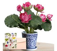 SnailGarden Artificial Lotus Flower,2 Bunch Foam Aquatic Water Lily,Realistic Floating Live Water Plant for Vase Indoor Pond Aquarium Decoration Pool Outdoor