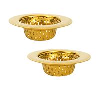 Snailhouse Bathroom Sink Strainers, 2 Pack 2.17 Inches Stainless Steel Small Mesh Utility Sink Drain Stopper Basket Cover Plug Screen, Gold