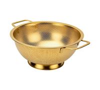 Snailhouse Colander, 5 Quart Stainless Steel Pasta Rice Food Metal Strainer with Handles and Self-draining Base for Kitchen, Gold