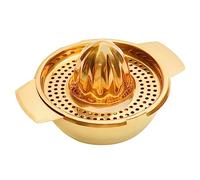 Snailhouse Lemon Squeezer, Stainless Steel Metal Citrus Orange Lime Juice Fruit Hand Press Manual Juicer Squeezer with Strainer and Bowl, Gold