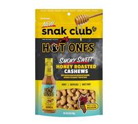 Snak Club Hot Ones Honey Roasted Cashews Smoky Sweet Spicy Nuts Inspired by Hot Vegan Snacks 6oz Resealable Bag