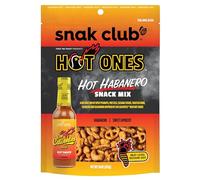 Snak Club x Hot Ones Snack Mix, Hot Habanero, Spicy Snacks with Peanuts, Pretzels, Sesame Sticks, Roasted Corn, Cashews, Inspired by Hot Vegan Snack, 10 Oz, Resealable
