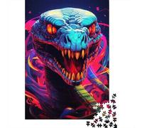 Snake 1000 Pc Eco-Friendly Paper Neon Blue Snake Puzzle Adult Hobbyists Portable Mind Decompression Hours Entertainment 70x50cm/1000pcs