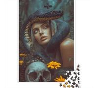Snake 1000 Pc Jigsaw Skull Snake Puzzle Family with Kids 8+ Finished Wall Decor HD Printing 52x38cm/1000pcs