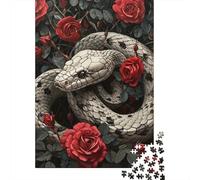 Snake 1000 Pieces Eco-Friendly Paper Snake Red RosesPuzzle Adult Hobbyists Portable Mind Decompression Hours Entertainment 52x38cm/1000pcs