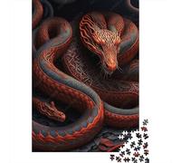 Snake 1000 Pieces Eco-Friendly Red Snake Puzzle Adult Hobbyists Portable Mind Decompression Hours Entertainment 70x50cm/1000pcs