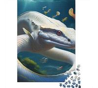 Snake 1000 Pieces Eco-Friendly White Sea Snake Puzzle Adult Hobbyists Portable Mind Decompression Entertainment 70x50cm/1000pcs