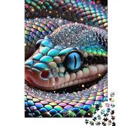 Snake 1000 Pieces Jigsaw Shiny Snake Puzzle Stressful Workers Anxiety Relief Cognitive Training Home Leisure 38x26cm/1000pcs