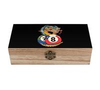 Snake 8 Ball Pool Wooden Storage Box Wood Jewelry Casket Present Boxes with Hinged Lid And Front Clasp