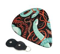 Snake And Flower Guitar Picks, 6 Pcs Guitar Plectrums double-sided printing, suitable for acoustic, electric and bass guitars, including 0.46 mm 0.71 mm 0.96 mm