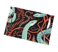 Snake And Flower Placemats Set Of 6 Home Dining Gifts Non-Slip Table Mats Heat Resistant Table Placemats 45x30 Cm