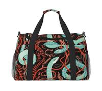 Snake and Flower Printed Hand-Held Travel Bag, Personal Belongings, Sports and Fitness Bag, Long-Distance Travel