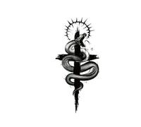 Snake And Holy Sword Temporary Tattoo Stickers, Herbal Tattoos, Lasting 1-2 Weeks, Realistic Fake Tattoos(06)