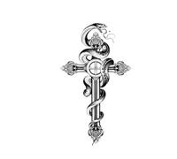 Snake And Holy Sword Temporary Tattoo Stickers, Herbal Tattoos, Lasting 1-2 Weeks, Realistic Fake Tattoos(02)