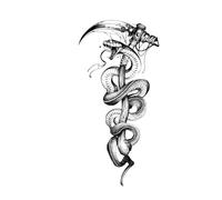 Snake And Holy Sword Temporary Tattoo Stickers, Herbal Tattoos, Lasting 1-2 Weeks, Realistic Fake Tattoos(07)