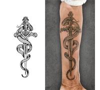 Snake And Holy Sword Temporary Tattoo Stickers, Magic Tattoos, Herbal Juice Tattoo, Lasting 1-2 Weeks, Realistic Fake Tattoos