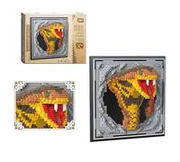 Snake Animal 3D Wall Art Micro Building Blocks Set, 2097PCS Unique Home Wall Decor or Table Display, Cobra Ainmal Mini Bricks Kit, Idea Gift Toy for Adults & Boys Girls 14+