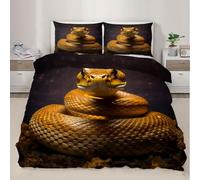 Snake Bedding Duvet Cover Set King Size Golden Python Bedding Set for Kids Boys Girls Decor Cobra Comforter Cover Set Bedspread Cover（No Comforter）