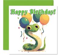 Snake Birthday Card - Balloon Animals - Happy Birthday Cards for Son Daughter Brother Sister Grandson Granddaughter Niece Nephew Cousin, 145mm Bday Greeting Cards