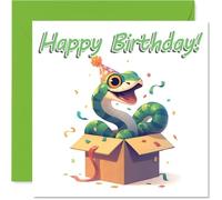 Snake Birthday Cards - Animal Gifts - Happy Birthday Card for Son Daughter Brother Sister Grandson Granddaughter Niece Nephew Cousin, 145mm Bday Greeting Cards