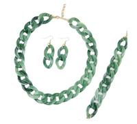Snake Bone Chain Set - Acrylic Stone Color Necklace with Matching Earrings & Bracelet, European & American Fashion Set(Type A)