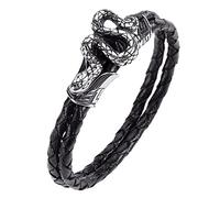 Snake Bracelet for Men, Serpent Bracelet for Boys, Viking Snake Bangle Bracelet, Punk Snake Cuff Bracelet, Snake Braided Leather Bracelet, Snake Head Wristband Bracelet, Snake Animal Jewelry Gifts
