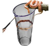 Snake Catcher Net, Rattlesnake Grabber Handling Tool Reptile Closure Net Snake Grabber Tool with 16“ to 60" Telescopic Pole Stick, 12" Ring, Secure Drawstring for Transporting and Capturing Snakes