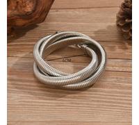 Snake Chain Bracelet Made of Interlocked Steel Wire Strands in Multi-Layer Formation for Subtle and Flexibility (Silver)