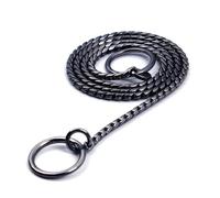 Snake Chain Dog Choke Collar Stainless Steel Puppy Pet Show Metal Slip Choker Collar Chain Walking For French Bulldog(Black,40cm 3mm)