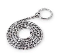 Snake Chain Dog Choke Collar Stainless Steel Puppy Pet Show Metal Slip Choker Collar Chain Walking For French Bulldog(Silver,65cm 5mm)