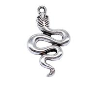 Snake Charms For Jewelry Making, 30x18mm, Antique Silver Color, 10 Pieces