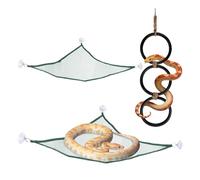 Snake Climbing Rings and 2PCS Hammock for Ball Python, Enrichment Toys for Snake, Snakes Tank Accessories, Reptiletank Cage Decor Habitat Accessories, Fun Exercise and Resting Toy for Chameleon, Gecko