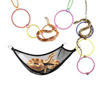 Snake Climbing Rings - Climbing Ring for Reptile Pools, Hanging Reptile Rings | Lizard Enrichment Ring with Hammock | Grain Snake Enrichment Chain for Cage Decoration, Bearded Dragons, Geckos