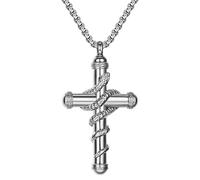 Snake Cross Urn Necklaces for Ashes: Men Women Openable Stash Necklace with Spoon Ashes Necklace Memorial Keepsake Cremation Jewelry for Human Ashes
