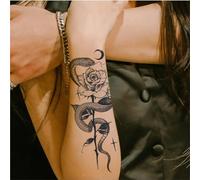 Snake Dance Rose Herbal Temporary Tattoo Stickers, Waterproof And Lasts For Two Weeks, Semi-permanent For Arms, Waist, And Legs, Fake Tattoos