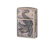 Snake Design Lighter Case, Zipo Compatible Outer Shell, Antique Finish, Durable Embossed Metal Shell for Personal Use or Gifts