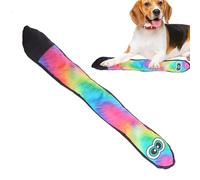 Snake Dog Toy with Squeaker, Plush Puppy Toy with Squeaker in the Tail, Blue Rainbow Squeaky Toy for Pets, Long, Stuff-Free Dog Toy for Large and Small